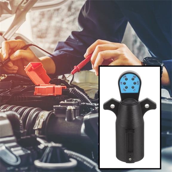 7 Way Trailer Plug Tester, 12V Tow Vehicle Light & Brake Tester for RV, 7-Pin Connector with Rotatable Head Compact & Durable for Trucks