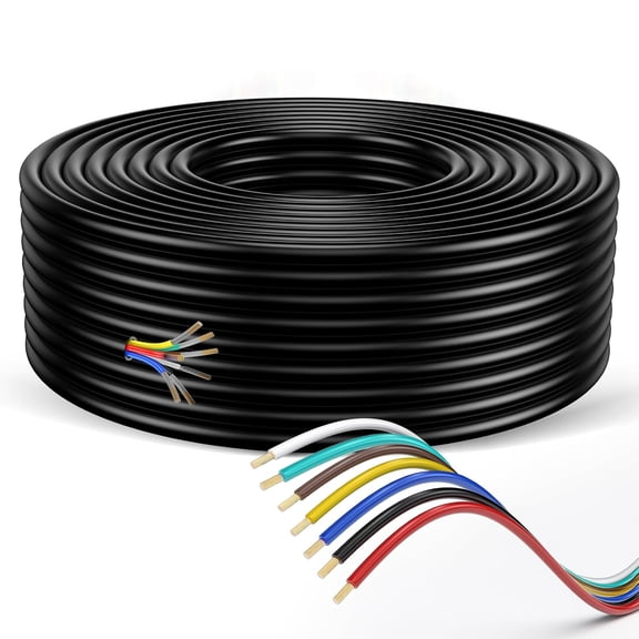 7 Way Trailer Wire Heavy Duty 14 Gauge 7 Pin Trailer Wiring Harness Kit with Color-Coded PVC Jacket Flexible 7 Conductor Insulated Cable for RV, Camper, Truck, Boat, Utility Trailers (50 Feet)