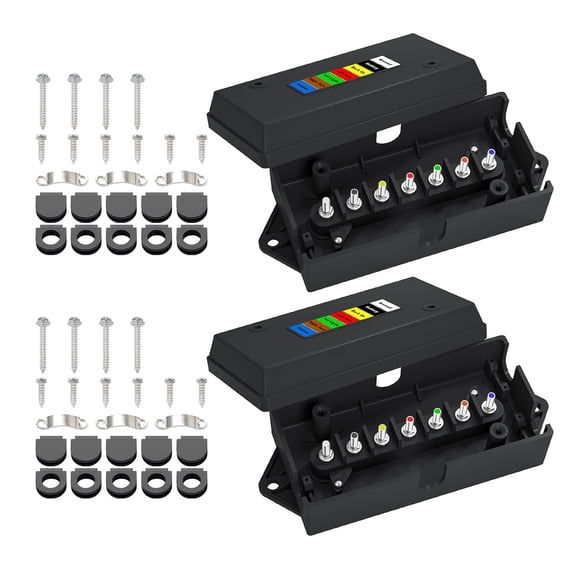 7 Way Trailer Wiring Junction Box Waterproof ABS Electric Wires Connection Box For Campers Trailers Brake Lights