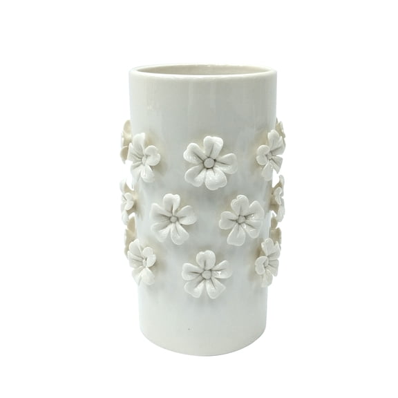 7" White Ceramic Flowers Vase by Ashland - Spring Home Decor