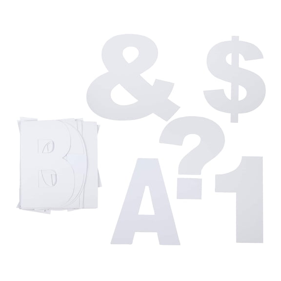 7" White Project Letters - Numbers & Characters by B2Câ„¢ - 86 pcs