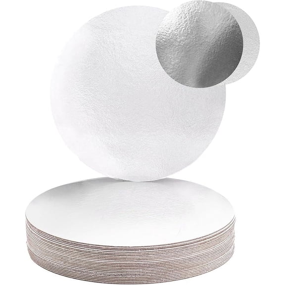 7" White/Silver Round Compressed Cakeboards, 6 ct. - 2 mm thick