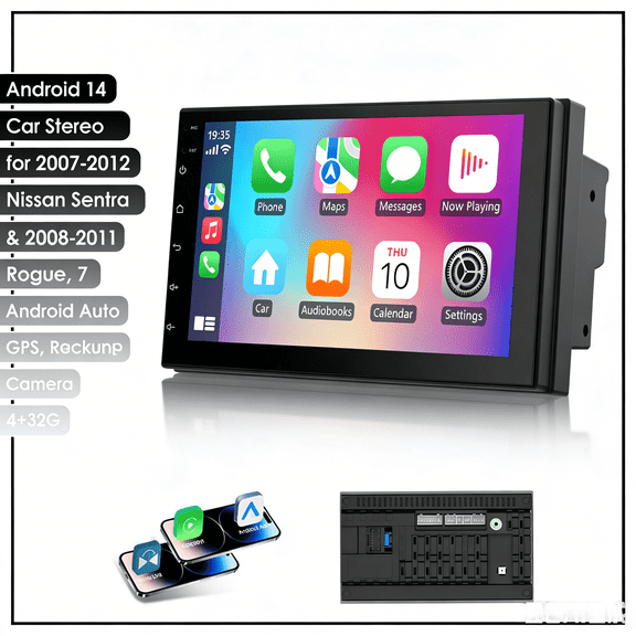 7" Wireless Apple Carplay Screen for Car, Portable Car Play Screen for Car & Android Auto, 4K Dash Cam, 1080p Backup Camera, GPS Navigation, Car Audio Receivers Mirror Link, Bluetooth, FM, Siri