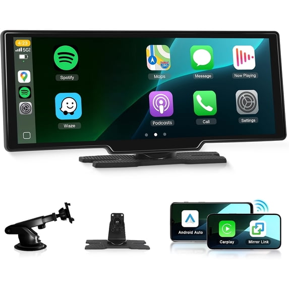 7" Wireless CarPlay & Android Auto Portable Touchscreen, Mirror Link, EQ, Remote, FM/TF/USB, Optional Backup Camera & 10.26" Display