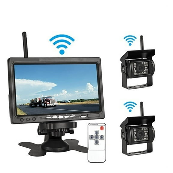 7" Wireless Truck Car Monitor Video Screen Rearview 4 Rear View Camera Reversing Backup System IR Night Vision Waterproof For RV ,Car GPS Function