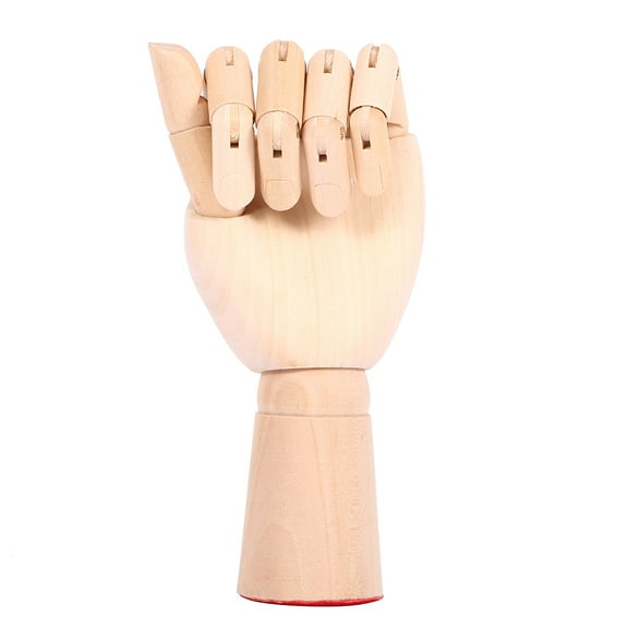 7" Wood Art Mannequin Hand Model Flexible Moveable Fingers Manikin Hand Figure, Left Hand