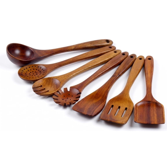 7 Wooden Kitchen Utensil Set For Nonstick Cookware