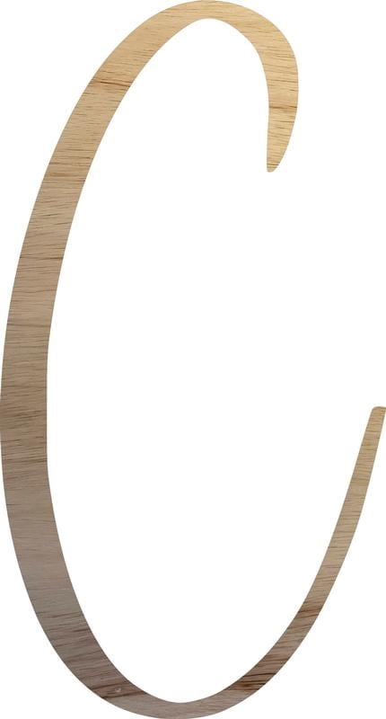 7'' Wooden Letter C, Unfinished 1/4'' Cutout, Script Craft Letters ...