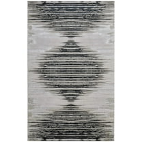 7' X 10' Black and Silver Geometric Power Loom Area Rug