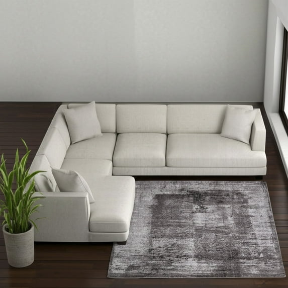 HomeRoots 617099 7 x 10 ft. Gray, Black & Taupe Abstract Distressed Rectangle Area Rug