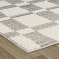 thumbnail image 1 of 7' X 10' Gray and Beige Checkered Distressed Area Rug, 1 of 9