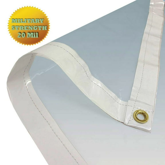 7' X 20' Clear Tarp PVC Vinyl Tarp (Finished Size 6'6" X 19'6") 20mil