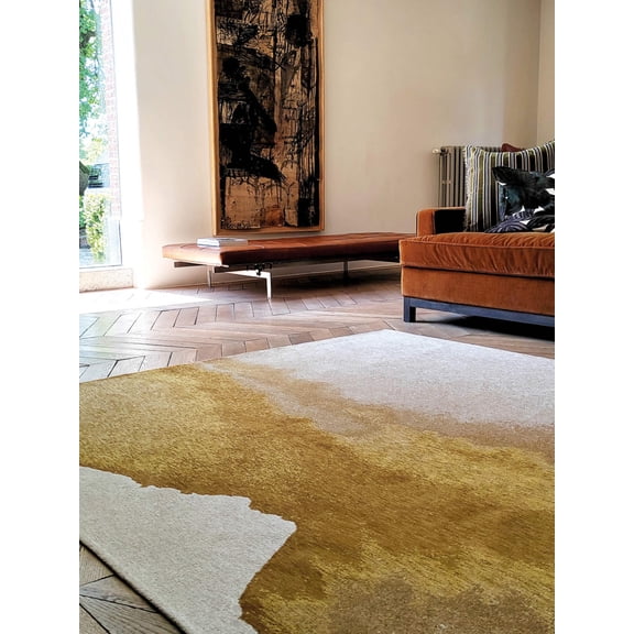 7' X 9' Gray and Yellow Abstract Non Skid Area Rug
