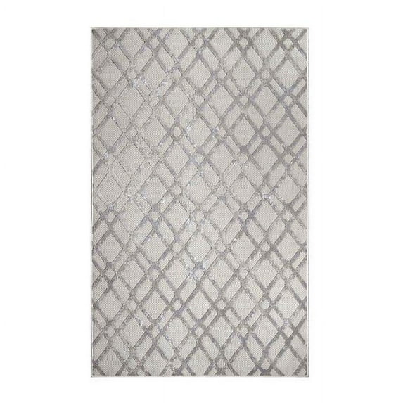 7' X 9' Slate Geometric Stain Resistant Non Skid Indoor Outdoor Area Rug