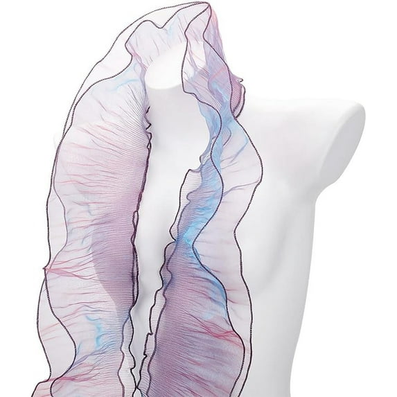 7 Yards Organza Tulle Fabric Vintage Ruffle Pleated Chiffon Trim Applique Trim Lace Fabrics for DIY Wedding Dress Costume Halloween Cosplay Sewing Craft Curtain Home Decor Purple