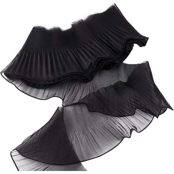 7 Yards Ruffle Lace Border Organza Tulle Fabric Applique Ruffle Pleated Chiffon Trim Lace Fabrics