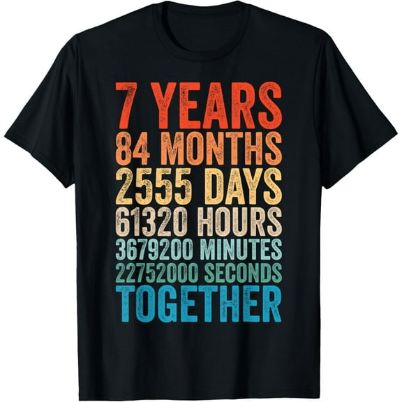 7 Year Anniversary Him Her Couple 7th Wedding T-Shirt100% cotton