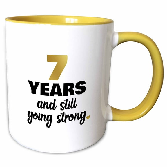3drose, 7 Year Anniversary Still Going Strong Gift for 7th Wedding Anniversary, 15oz Two-tone Yellow Mug