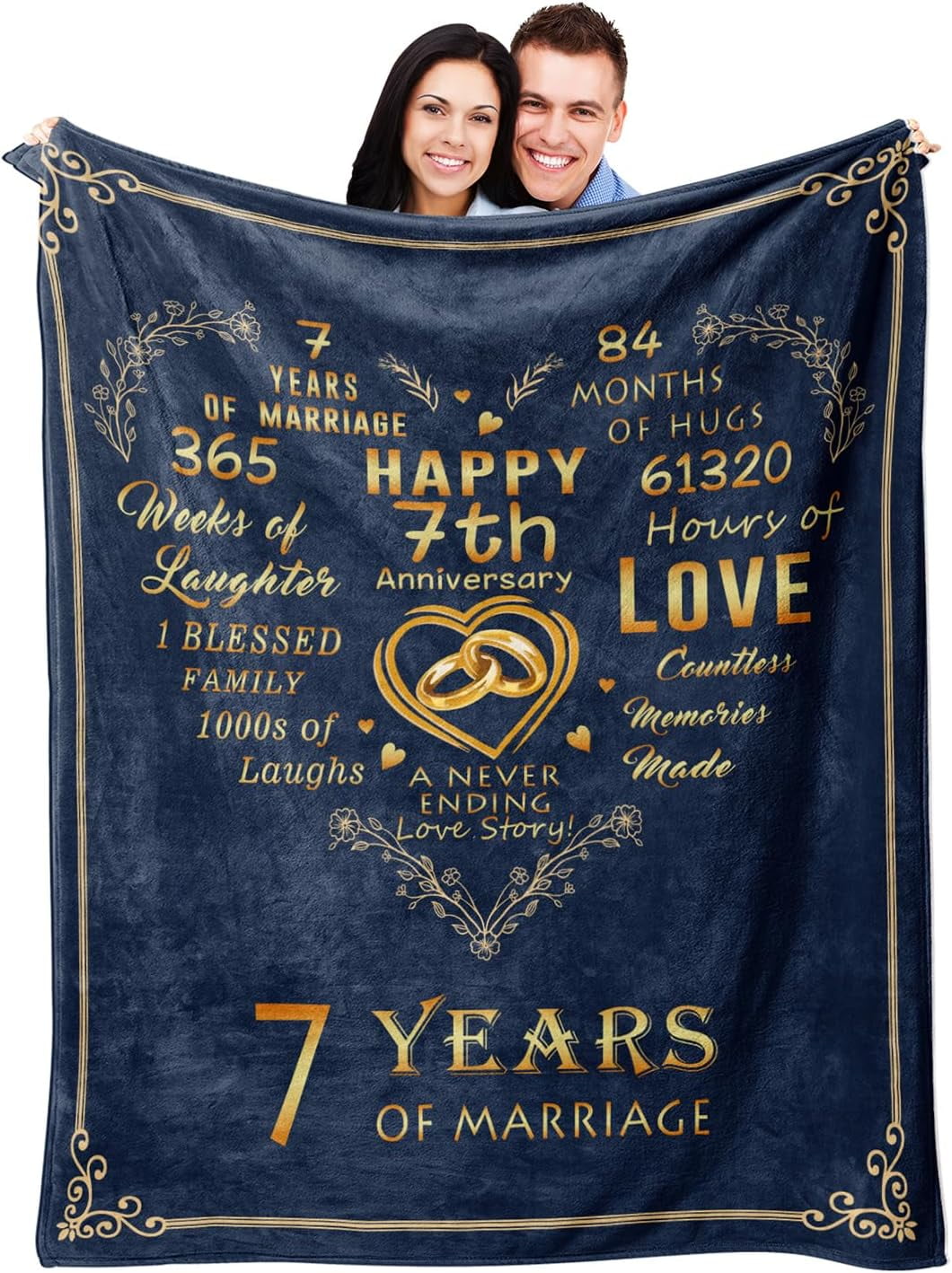 7 Year Anniversary Wedding Gifts for him her, Copper Gifts for 7th Anniversary Blanket 7th Anniversary Wool Gifts for Couple Husband Wife, 7 Years of Marriage Gifts for Men Women