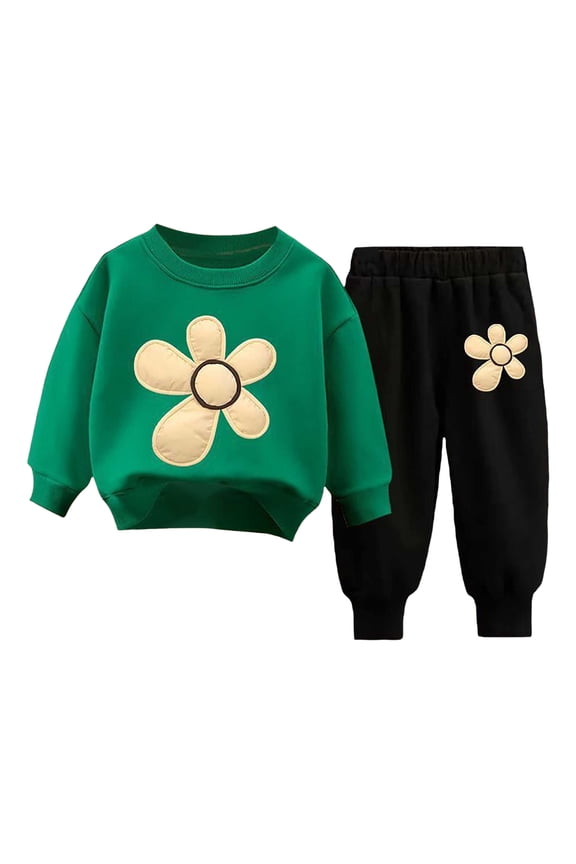 7 Year Old Girl Clothes Toddler Girl Sets Girls Athletic 2 Piece Flower graphic Pullover Sweatshirts & Joggers Set Sweatsuit Set Soft Performance Activewear