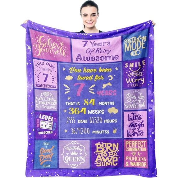 7 Year Old Girl Gifts, Gifts for 7 Year Old Girls Blanket 50"x60", 7 Year Old Girl Birthday Gifts, Birthday Gifts for 7 Year Old Girls, Girls 7 Year Old Gift Ideas,Best Girls 7th Birthday Gift