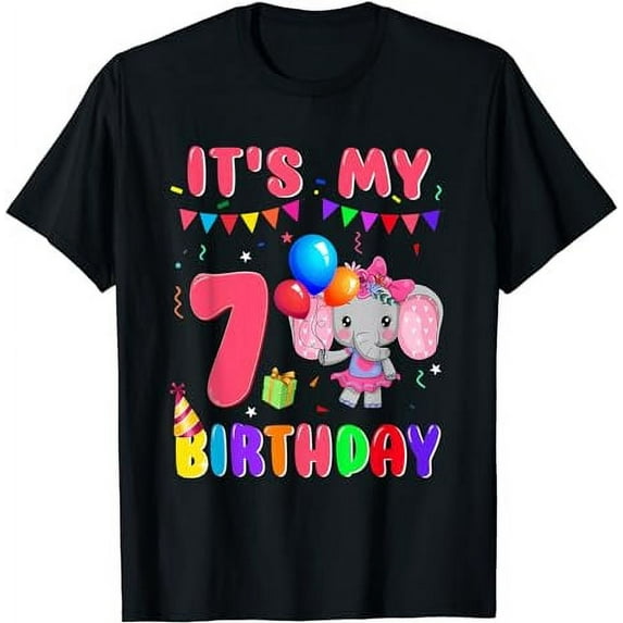 7 Years Old 7th Birthday Elephants Girls Awesome Since 2016 T-Shirt