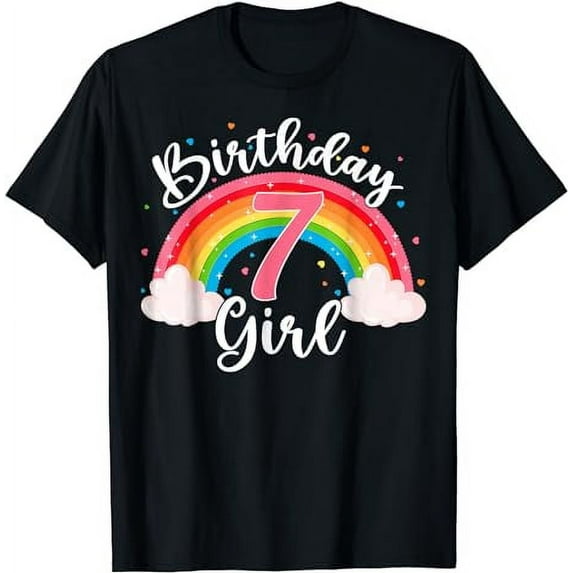 7 Years Old Birthday Girl Rainbow For Girls 7th Birthday T-Shirt