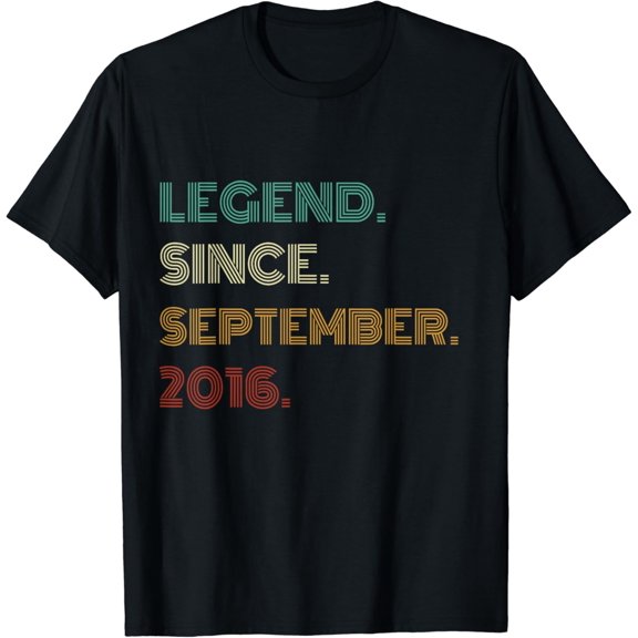 7 Years Old Legend Since September 2016 7Th Birthday T-Shirt