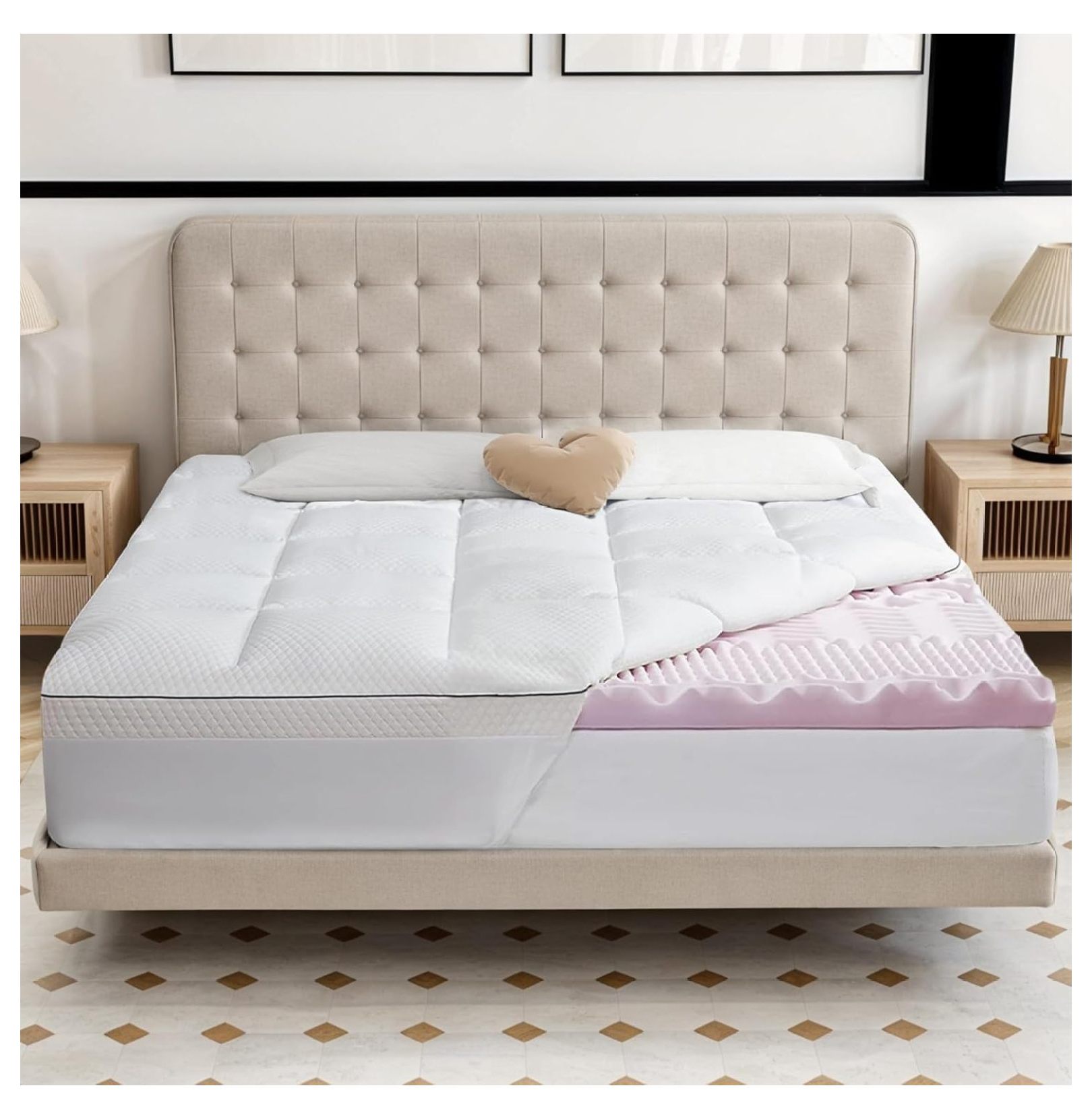 7Zone King Size Mattress Topper for Back 4Inch Dual Layer Bed