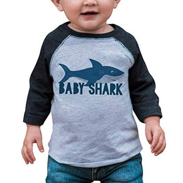 7 ate 9 Apparel Baby Shark Grey Baseball Tee