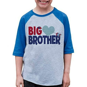 7 ate 9 Apparel Boy's Big Brother Happy Valentine's Day Blue Raglan