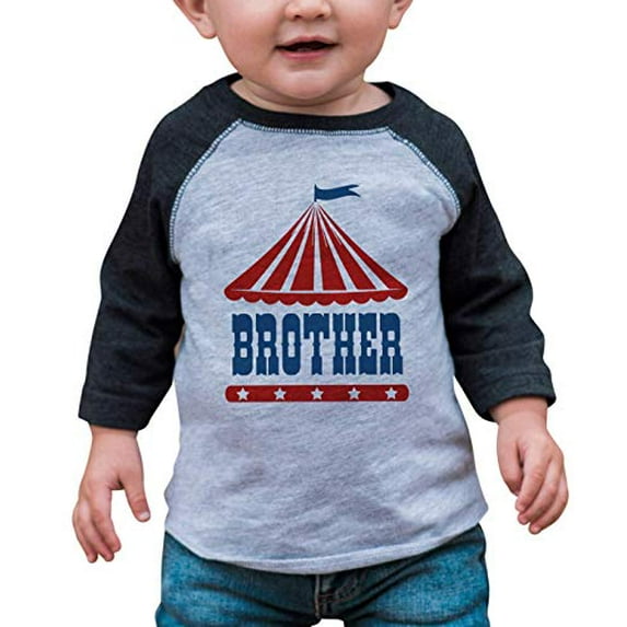 7 ate 9 Apparel Boy's Birthday Brother Circus Grey Raglan
