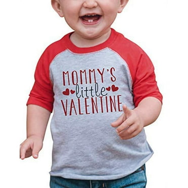 7 ate 9 Apparel Boy's Mommy's Little Valentine Toddler Vintage Baseball Tee Red and Grey