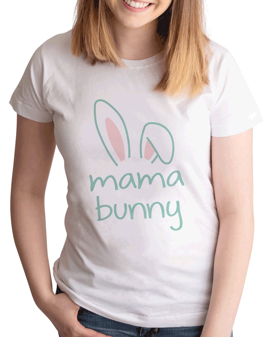 UPPADA Happy Easter Shirts For Womens 3/4 Sleeve Bunny Print T Shirt Rabbit Graphic Tees Tops Casual Crewneck Tunic Tops Blue Easter Shirts Medium