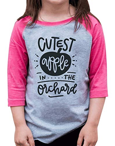 7 ate 9 Apparel Girls Fall Cutest Apple Pink Raglan - Walmart.com