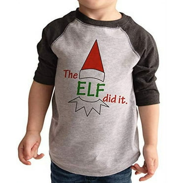 7 ate 9 Apparel Kid's Funny Elf Christmas Shirt Grey