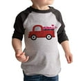 thumbnail image 1 of 7 ate 9 Apparel Kid's Love Truck Valentine's Day Grey Raglan Shirt, 1 of 6