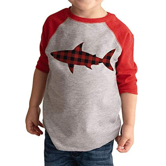 7 ate 9 Apparel Kid's Plaid Shark Shirt Red