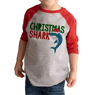 7 ate 9 Apparel Kid's Shark Christmas Shirt Red