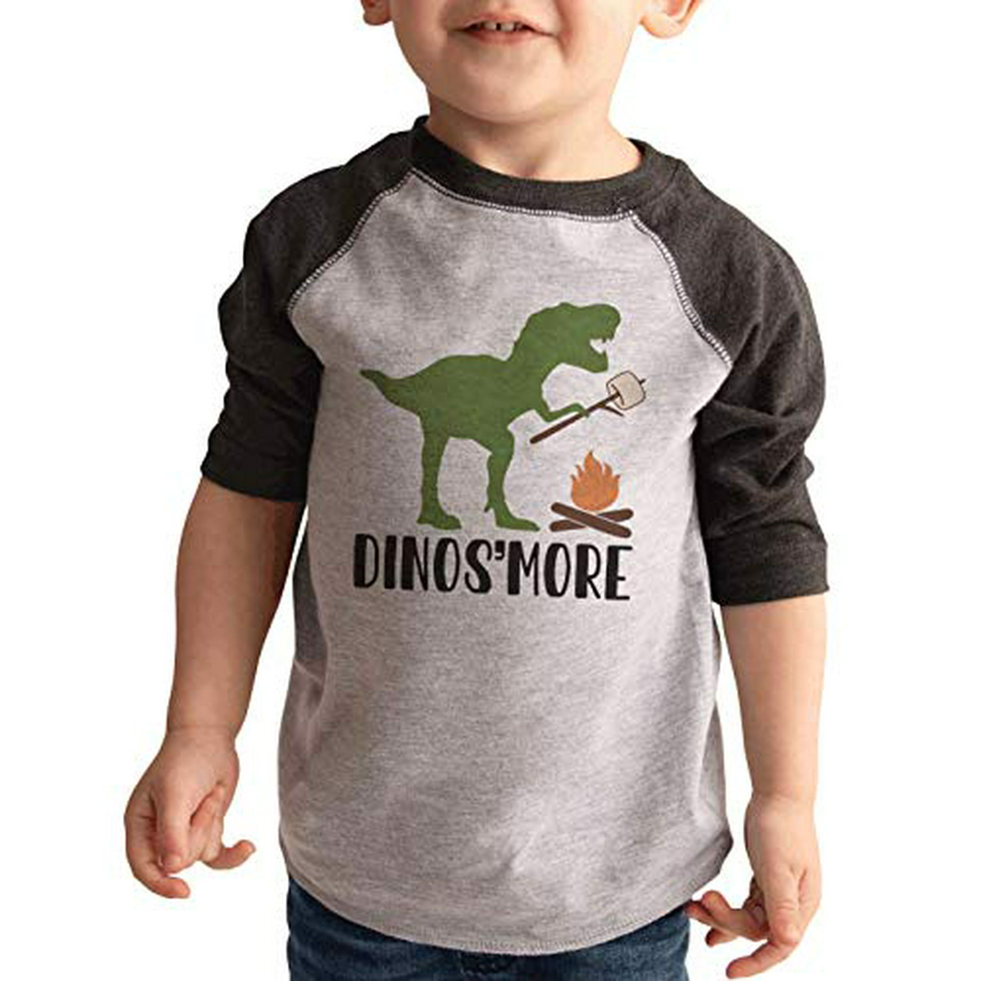 7 ate 9 Apparel Kids Dino S'More Dinosaur Grey Shirt