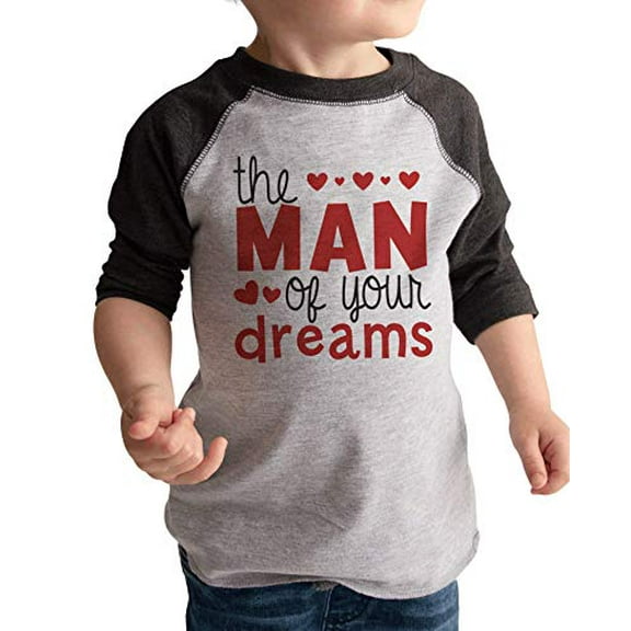 7 ate 9 Apparel Kids Funny Valentine ShirtMan of Your DreamsGrey Shirt