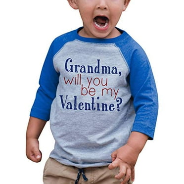 7 ate 9 Apparel Kids Grandma Be My Valentine Blue Raglan