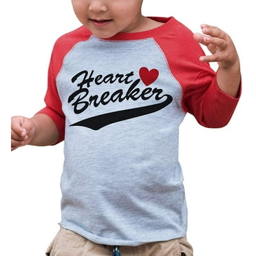 7 ate 9 Apparel Kids Heart Breaker Happy Valentine's Day Red Raglan