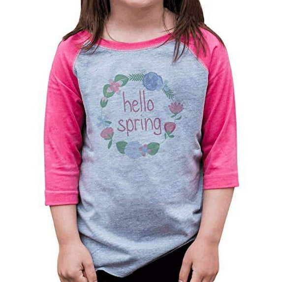 7 ate 9 Apparel Kids Hello Spring Pink Raglan