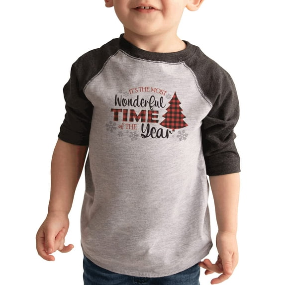 7 ate 9 Apparel Kids Merry Christmas Shirts - Most Wonderful Time of The Year - Grey Shirt Youth Large