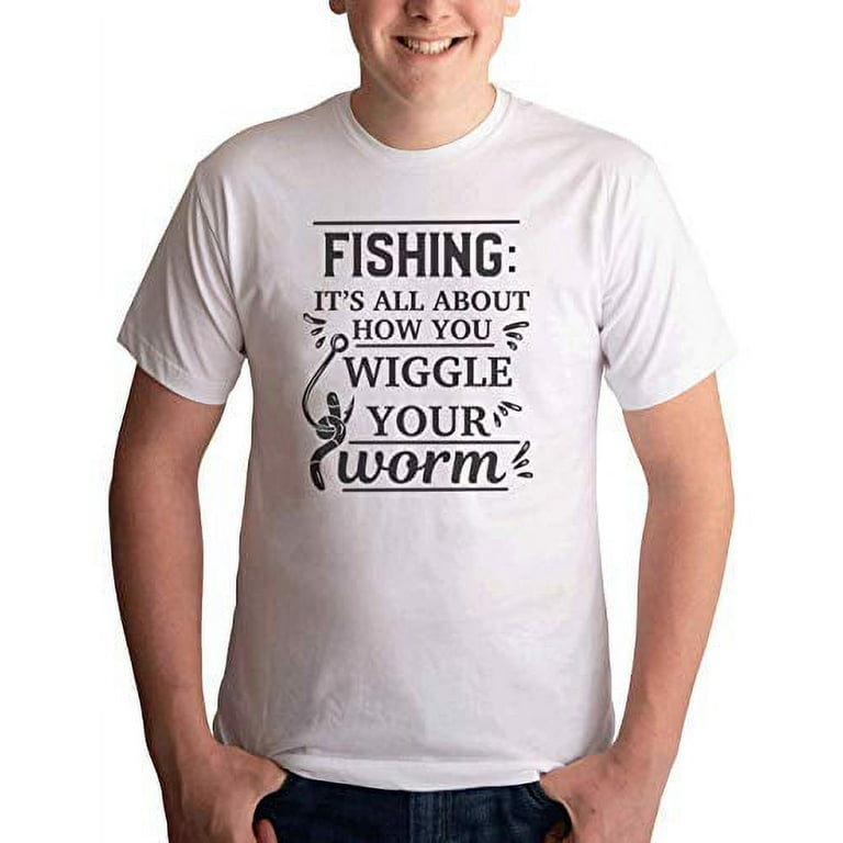 7 ate 9 Apparel Men's Funny Wiggle Worm Fishing T-Shirt White 
