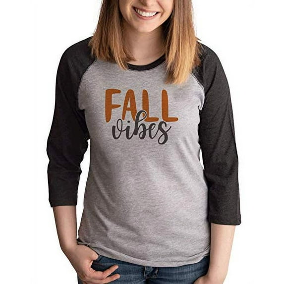 7 ate 9 Apparel Women's Fall Vibes Raglan Grey Medium