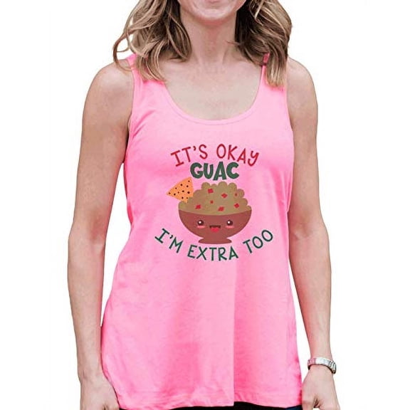 7 ate 9 Apparel Women's Funny Extra Guac Cinco De Mayo Pink Tank Top