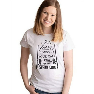7 ate 9 Apparel Women's Funny Fishing T-Shirt White