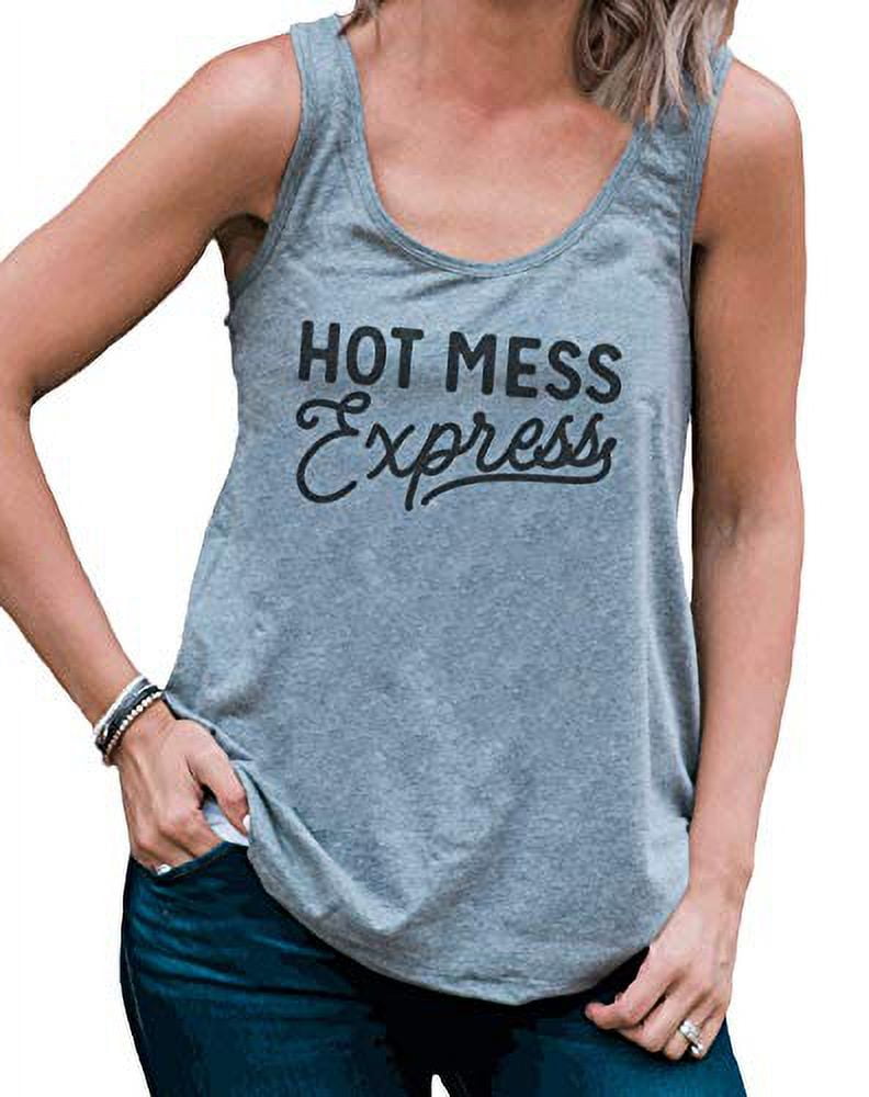 7 ate 9 Apparel Women s Hot Mess Express Funny Tank Top Grey